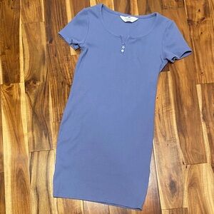 H&M Girls Size 12-14 Light Blue Ribbed Knit Mini Dress